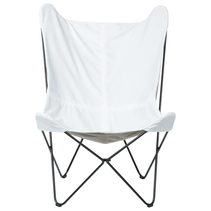 Fauteui Design Papillon avec Pieds en Épingle en Métal et Velours Blanc Nybro
