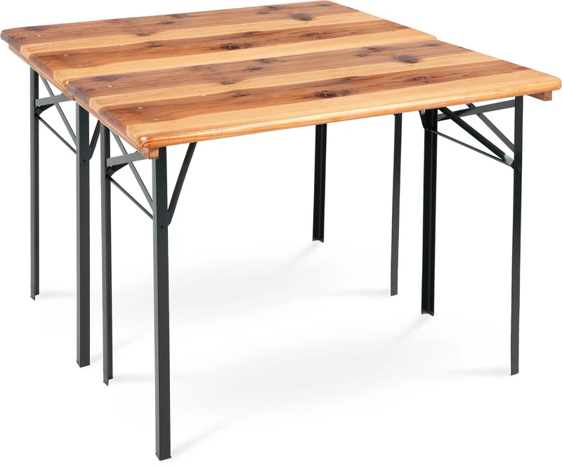 Stagecaptain BBT-117 Hirschgarten Table de Jardin 117 cm - Table de Brasserie Robuste et Courte (117 cm de Long) - Surface laquée - Pliable - Facile à Ranger et à Transporter
