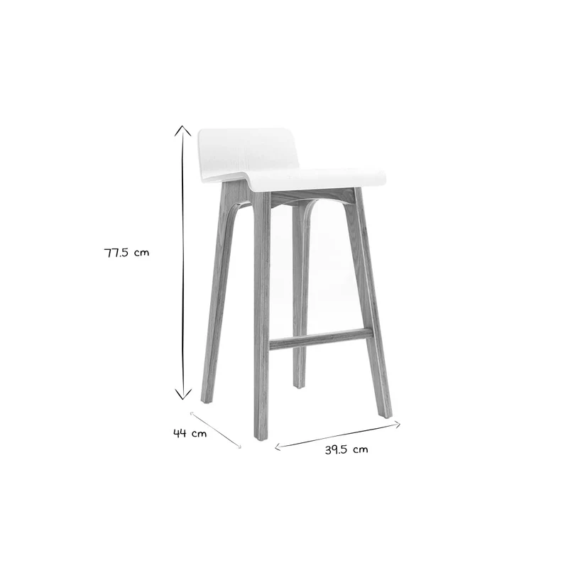 Miliboo Chaise de Bar scandinave Bois et Blanc H65 cm BALTIK