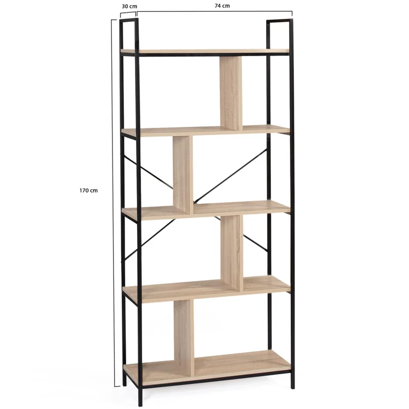 IDMarket - Etagère bibliothèque 5 Niveaux Detroit Design Industriel 170 cm