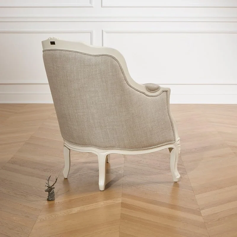 Robin des Bois - Victor : Fauteuil bergère en Bois Massif et Lin Premium