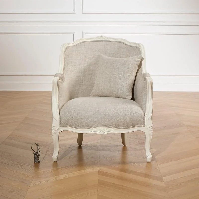 Robin des Bois - Victor : Fauteuil bergère en Bois Massif et Lin Premium