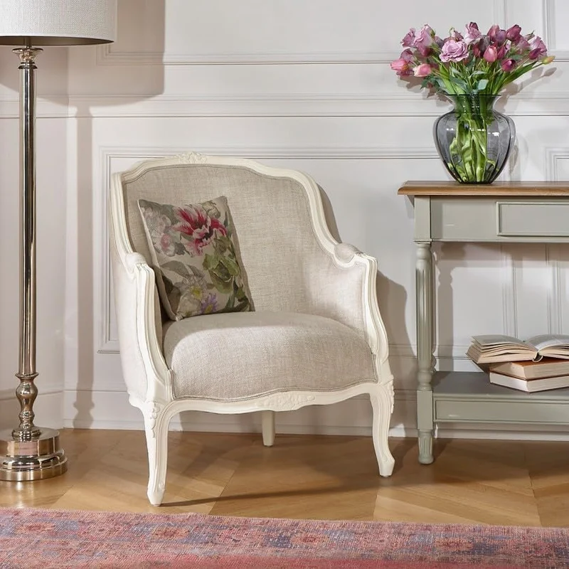 Robin des Bois - Victor : Fauteuil bergère en Bois Massif et Lin Premium