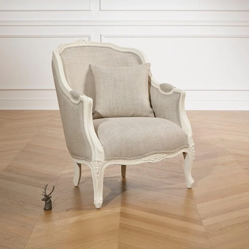 Robin des Bois - Victor : Fauteuil bergère en Bois Massif et Lin Premium