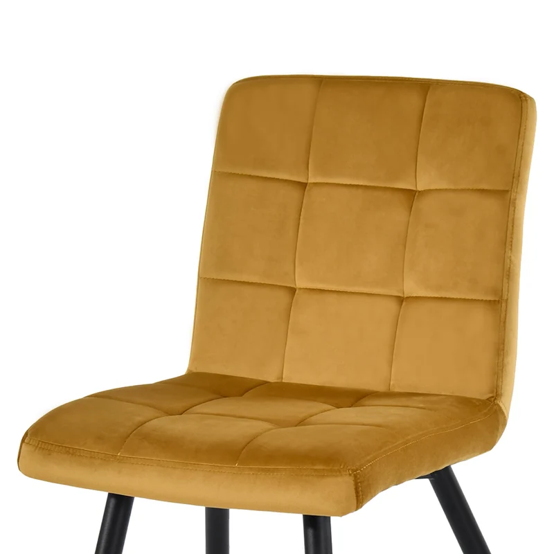 DUHOME Chaise Salle à Manger Lot de 4 Chaise Cuisine avec Dossier Tabouret Coiffeuse Velours Siège Capitonnée pour Salon Chambre Restaurant, Jaune