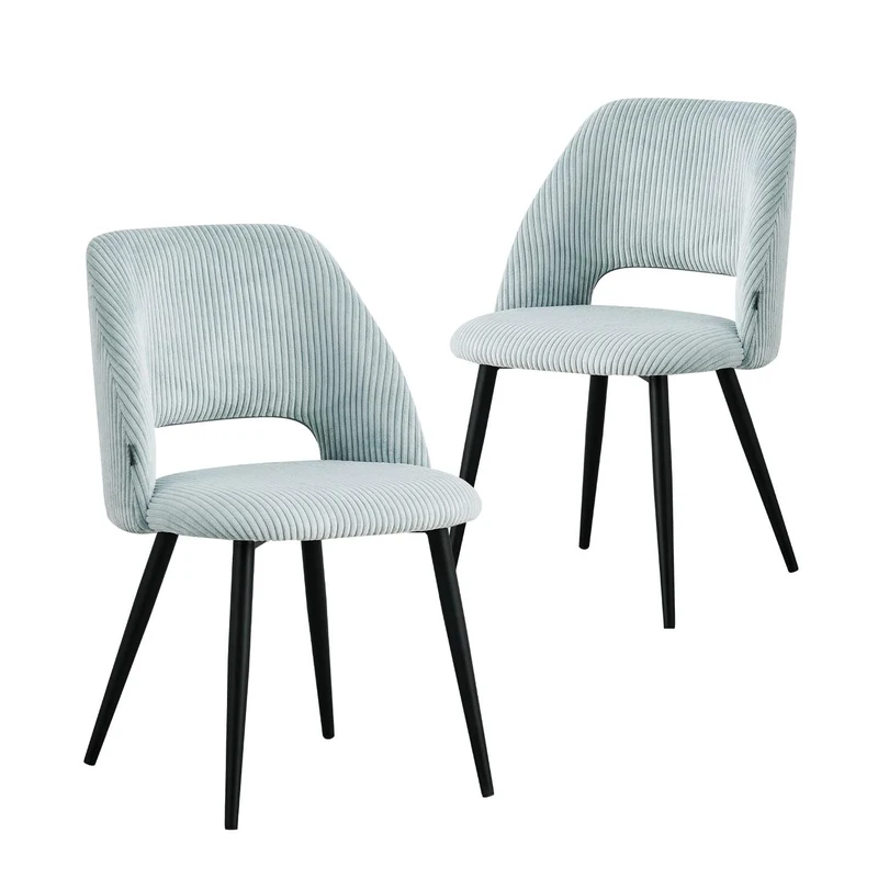 B&D Home Chaises de Salle à Manger Vicky Lot de 2, Chaise rembourrée en Velours côtelé pour Salle à Manger, Cuisine, Salon, Bureau, Coiffeuse, Cordon Bleu, 11126-BLAU-2