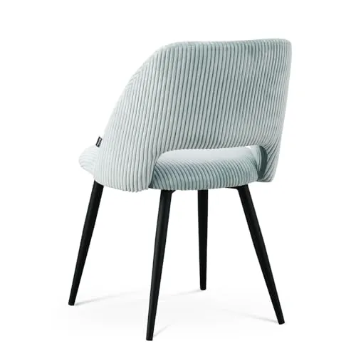 B&D Home Chaises de Salle à Manger Vicky Lot de 2, Chaise rembourrée en Velours côtelé pour Salle à Manger, Cuisine, Salon, Bureau, Coiffeuse, Cordon Bleu, 11126-BLAU-2