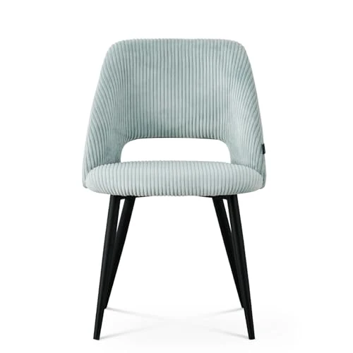 B&D Home Chaises de Salle à Manger Vicky Lot de 2, Chaise rembourrée en Velours côtelé pour Salle à Manger, Cuisine, Salon, Bureau, Coiffeuse, Cordon Bleu, 11126-BLAU-2