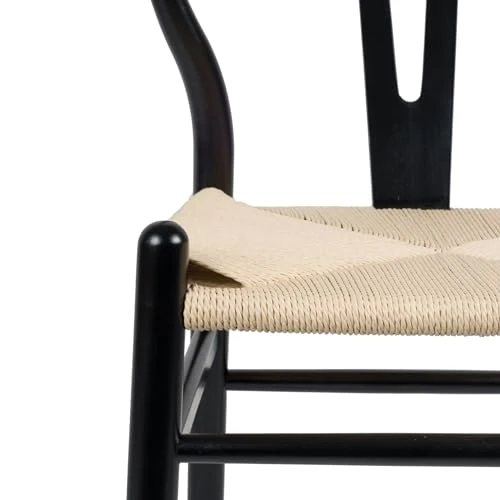 Chaise de salle à manger moderne Wishbone noir beige cadre en bois de hêtre massif meubles de style scandinave
