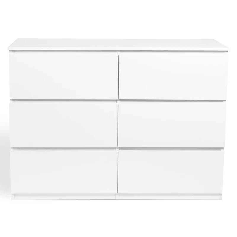 IDMarket - Commode 6 tiroirs TOMI 110 cm Bois Blanc
