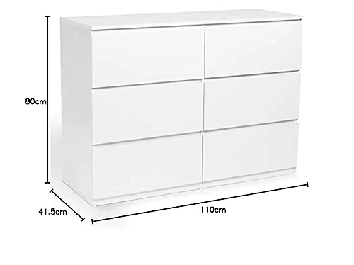 IDMarket - Commode 6 tiroirs TOMI 110 cm Bois Blanc