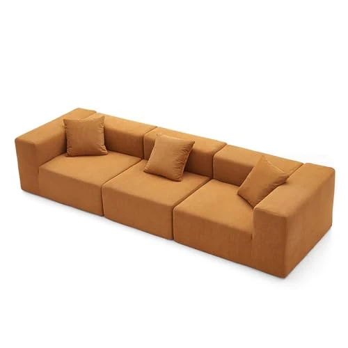 BEDOIN Combinaison de module de canapé de compression en éponge complète, canapé en tissu italien de petite taille, emballage sous vide, démontage et lavage marron, 260 x 100 x 62 cm