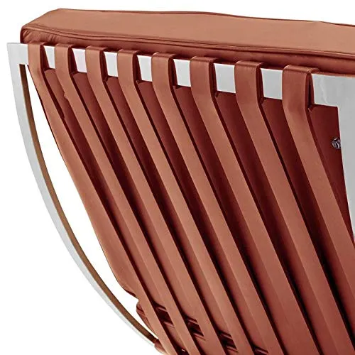 Furnwise Fauteuil de salon moderne en cuir avec cadre en acier inoxydable poli (cognac)