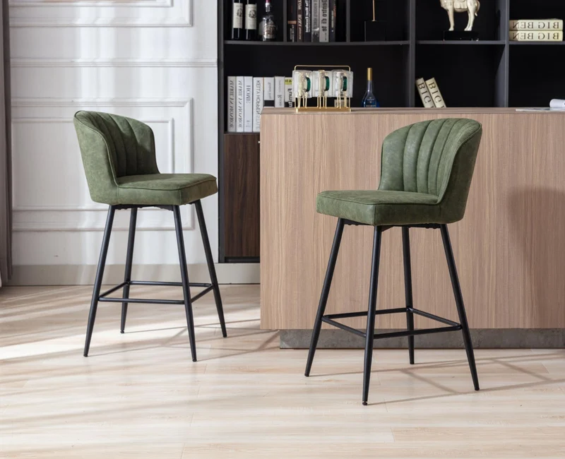chairus Tabourets de Bar Lot de 2 Tabourets de Comptoir en Cuir PU Chaises et Tabourets de Cuisine avec Cadre en Métal (Vert)
