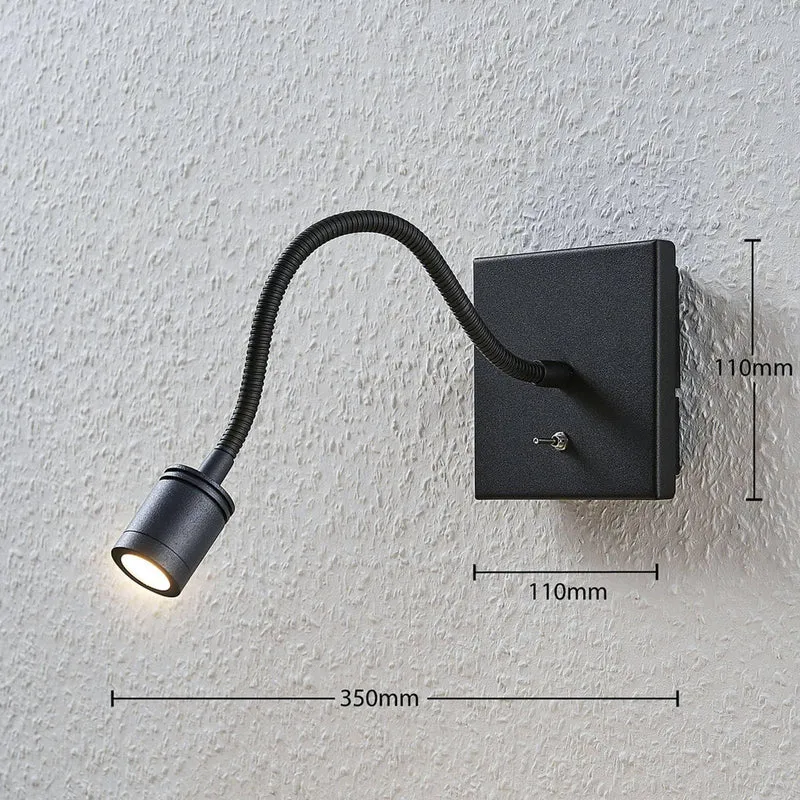 LED Applique Murale Mayar (Moderne) en Noir Métal e. a. pour Chambre à coucher (1 lampe,à), Applique, Lampe Murale, Eclairage, Luminaire Mural