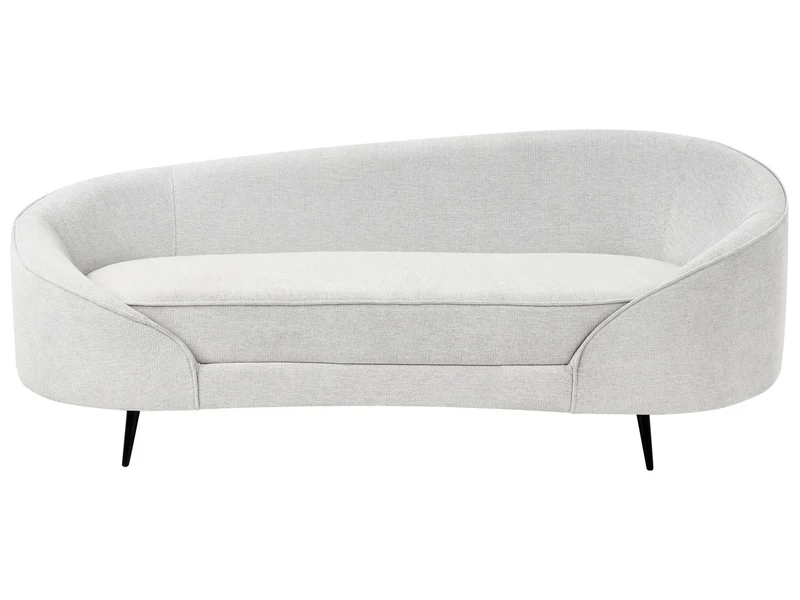 Beliani Canapé Glamour en Tissu Forme Courbée Pieds Noirs en Métal Blanc Cassé Savar