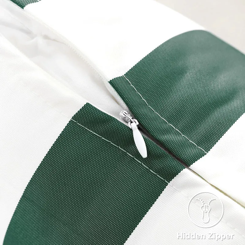 Ohok Lot de 2 housses de coussin décoratives imperméables à rayures pour canapé, salon, balcon, jardin, voiture - Vert - 45 x 45 cm