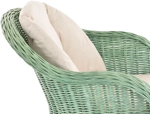 Krines Home Orlando Lese Lot de 2 fauteuils de jardin d'hiver en rotin incurvés Vert