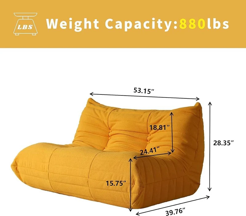 Cozy Teddy Canapé paresseux en velours et chaise au coin de la cheminée, fauteuil poire double pour salon, chambre à coucher, bureau, salon Togo – Confort et tilité