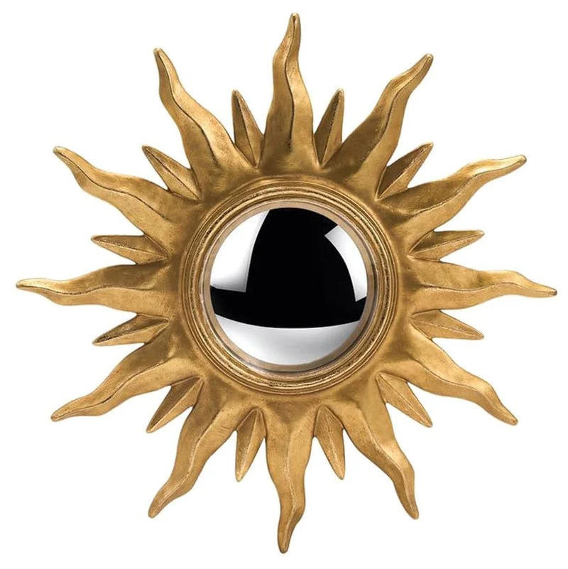 Générique Miroir Soleil Convexe Doré, Beaux Reliefs, Fabrication soignée 31 cm de Diamètre, Œil de Sorcière