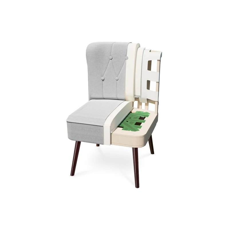 Sicaan Lot de 2 fauteuils Crapaud Jacques capitonné Tissu Gris Clair