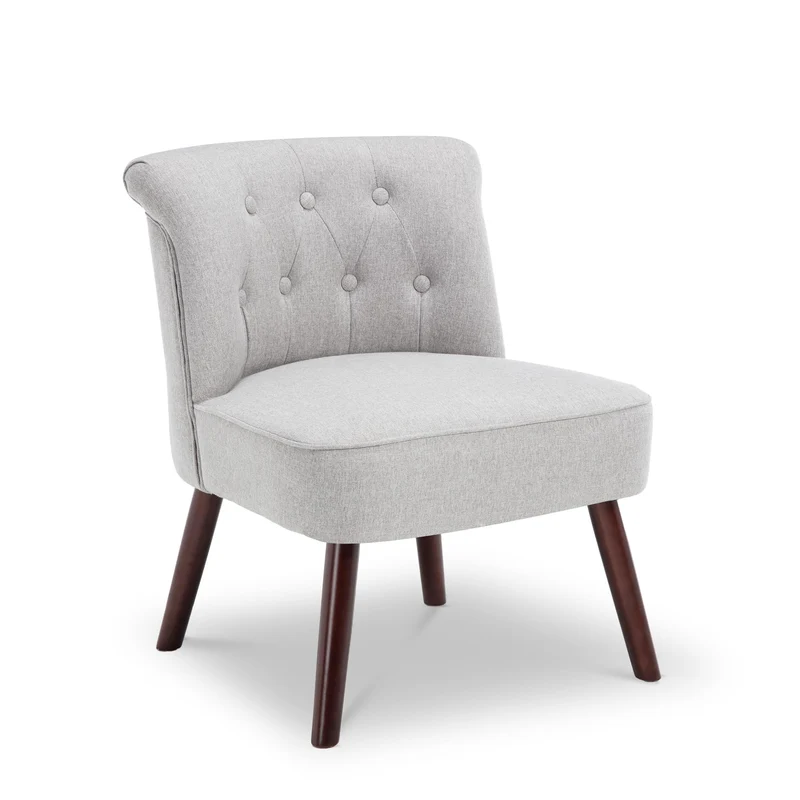 Sicaan Lot de 2 fauteuils Crapaud Jacques capitonné Tissu Gris Clair