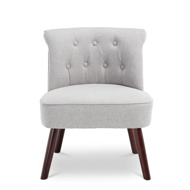 Sicaan Lot de 2 fauteuils Crapaud Jacques capitonné Tissu Gris Clair