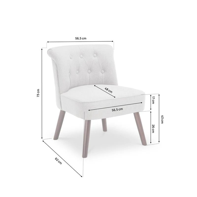 Sicaan Lot de 2 fauteuils Crapaud Jacques capitonné Tissu Gris Clair