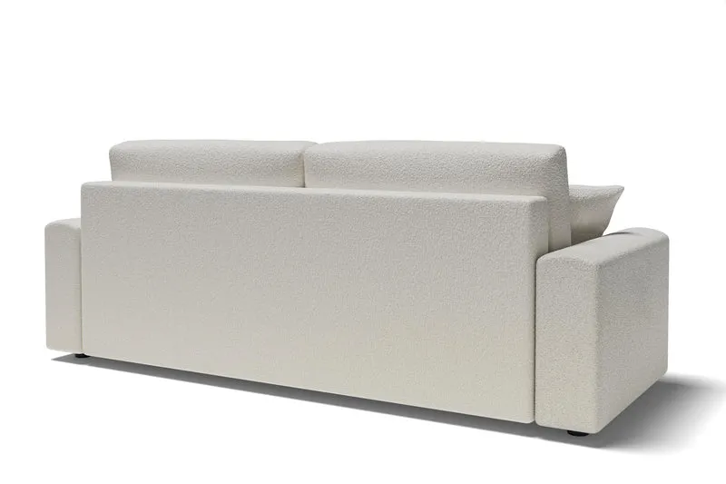 BAÏTA Canapé Droit Milo 3 Places en Tissu Bouclette Blanc
