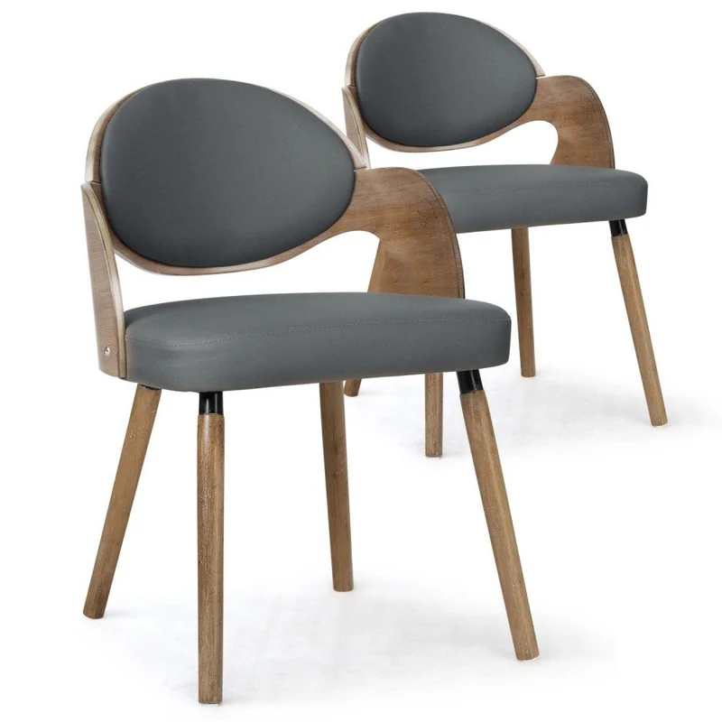 Menzzo 2xgf226avintgrey Chaise, Bois/Gris, 50.5 cm
