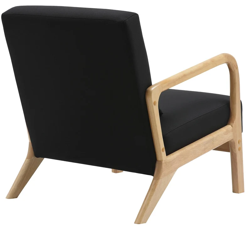CLP Fauteuil Relax Hibbing I Fauteuil rembourré en Tissu I Structure en Bois d'hévéa I Fauteuil pour Le Salon et la Chambre à Coucher, Couleur:Noir