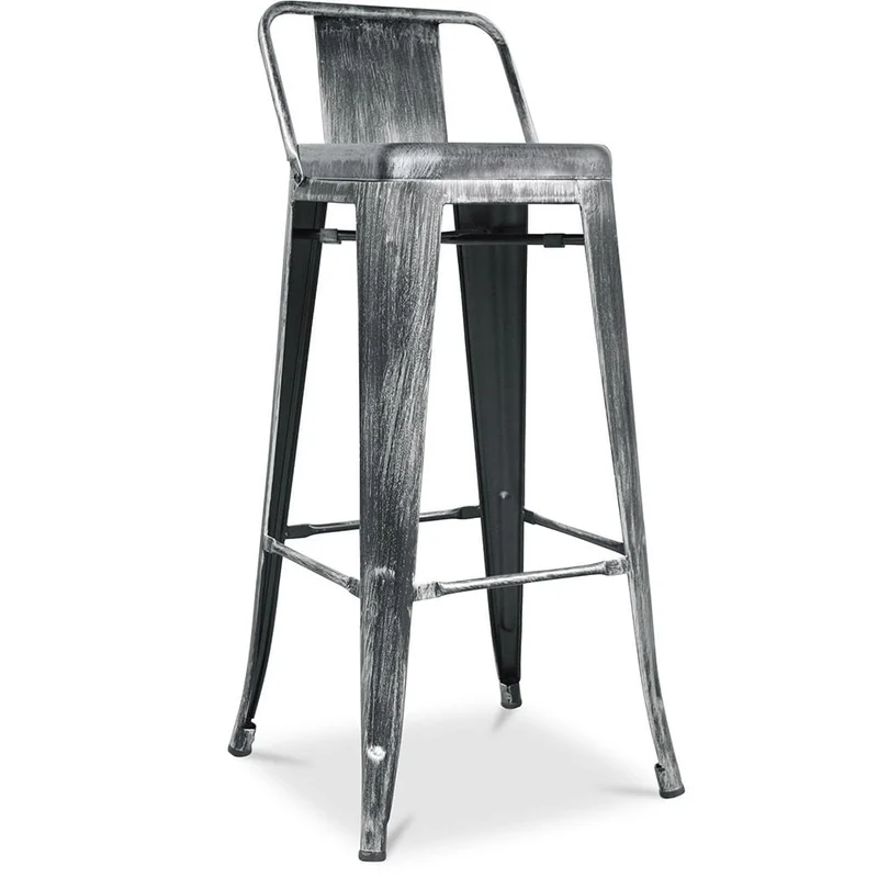 Tolix Style Tabouret de Bar avec Dossier - Design Industriel - 76cm - Nouvelle édition - Stylix Industriel