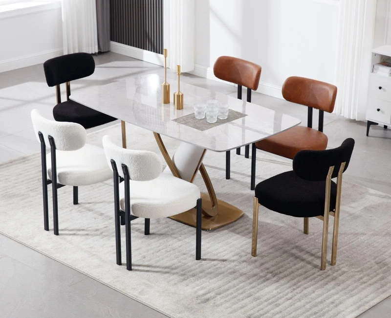 Ya-Home Chaises de Salle à Manger à la Mode Lot de 2 Chaises Salle Manger en Cuir PU avec Pied Métal, Chaise de Cuisine Confortable, Marron