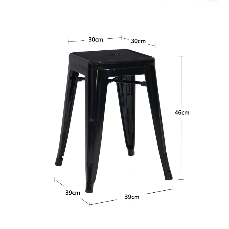 DUHOME Tabouret de Bar Industriel Chaise Salle à Manger Lot de 2 Tabouret Empilables Siège Bistrot Cadre en Métal pour Cuisine Restaurants (Noir, 46cm)