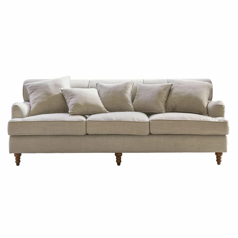 Loberon® Canapé Isa en velours de polyester, bois de pin, env. 80 x 224 x 95 cm, lin