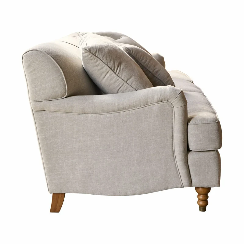 Loberon® Canapé Isa en velours de polyester, bois de pin, env. 80 x 224 x 95 cm, lin