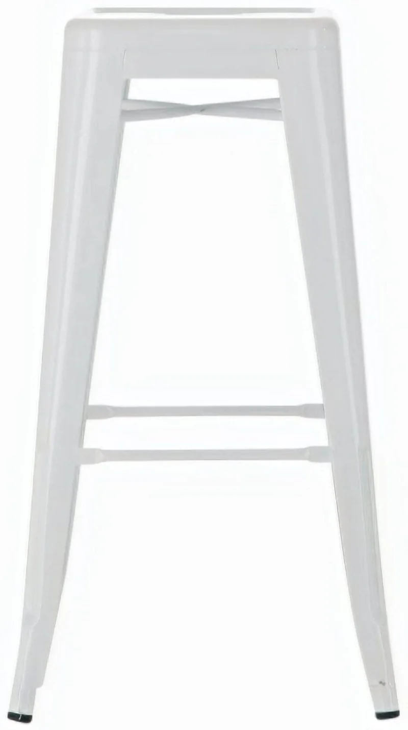 CLP Tabouret de Bar Joshua I Tabouret de Bar empilable en métal I Chaise de Bar avec Repose-Pieds I Hauteur d'assise 76 cm I Tabouret empilable, Couleur:Blanc