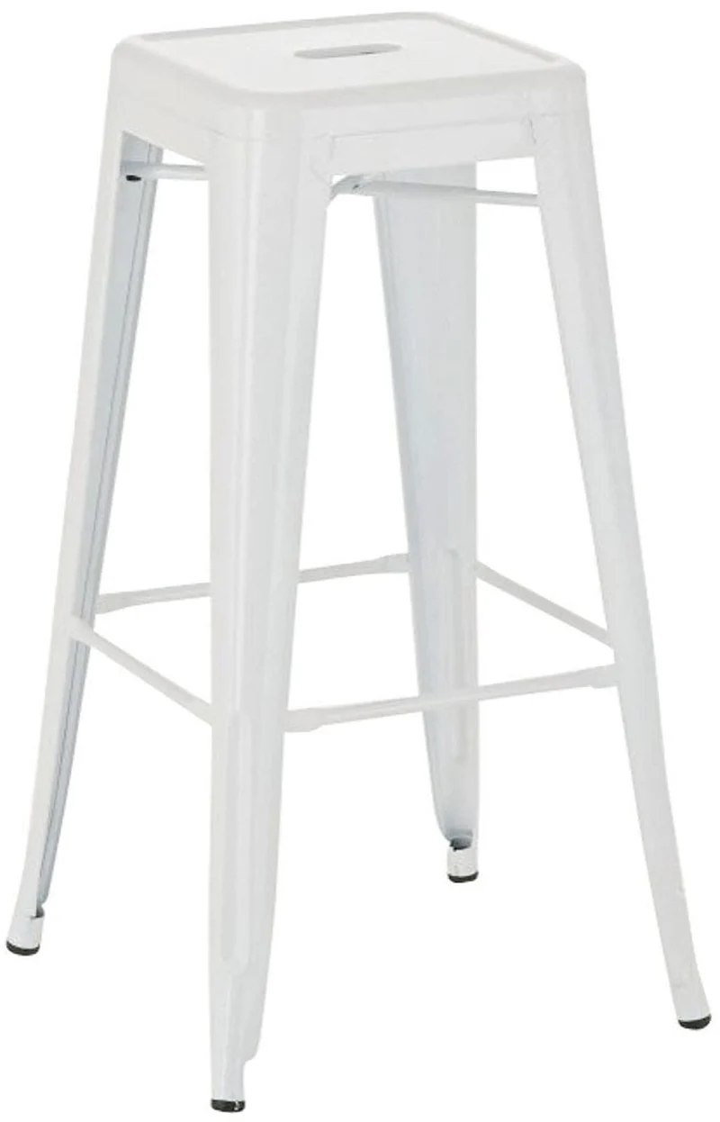 CLP Tabouret de Bar Joshua I Tabouret de Bar empilable en métal I Chaise de Bar avec Repose-Pieds I Hauteur d'assise 76 cm I Tabouret empilable, Couleur:Blanc