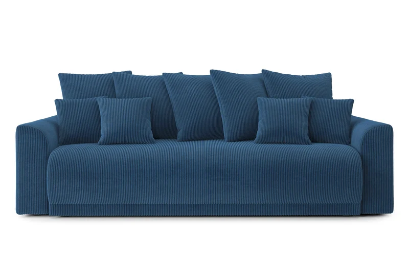 BAÏTA Canapé Droit Convertible Nova 3 Places en Velours côtelé Bleu Cobalt