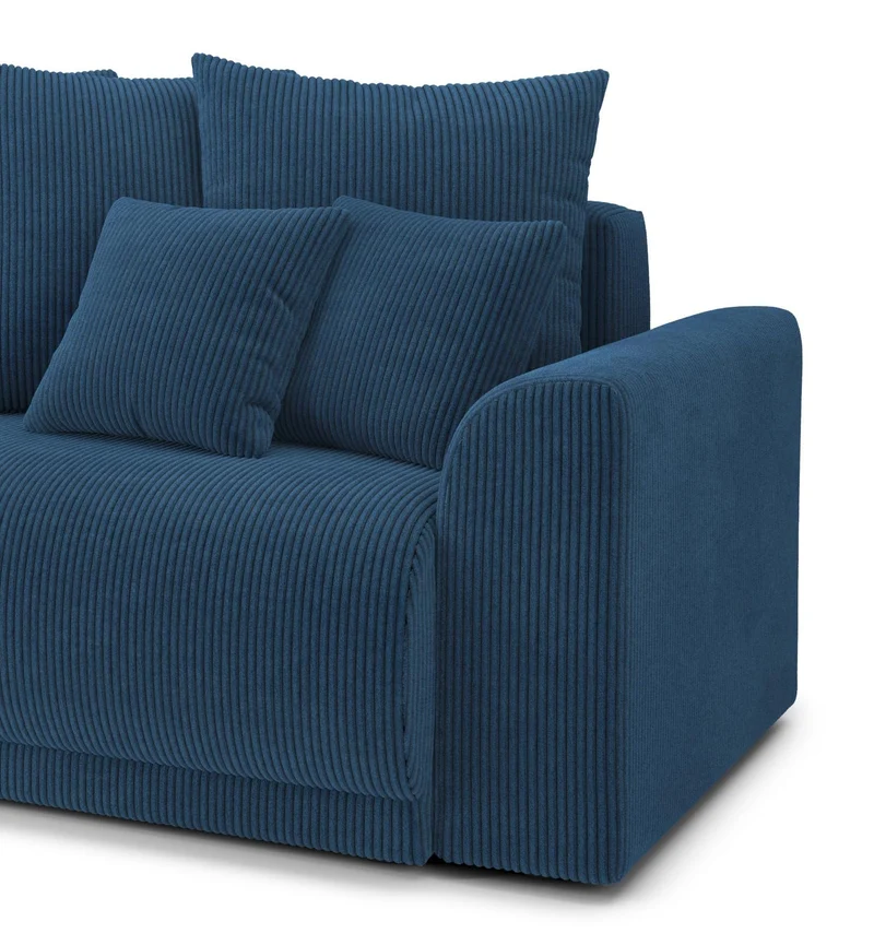 BAÏTA Canapé Droit Convertible Nova 3 Places en Velours côtelé Bleu Cobalt