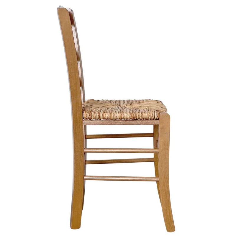 OKAFFAREFATTO MADDALONI Chaise de salle à manger cuisine restaurant auberge maison en bois paysana noyer clair avec siège en paille de riz