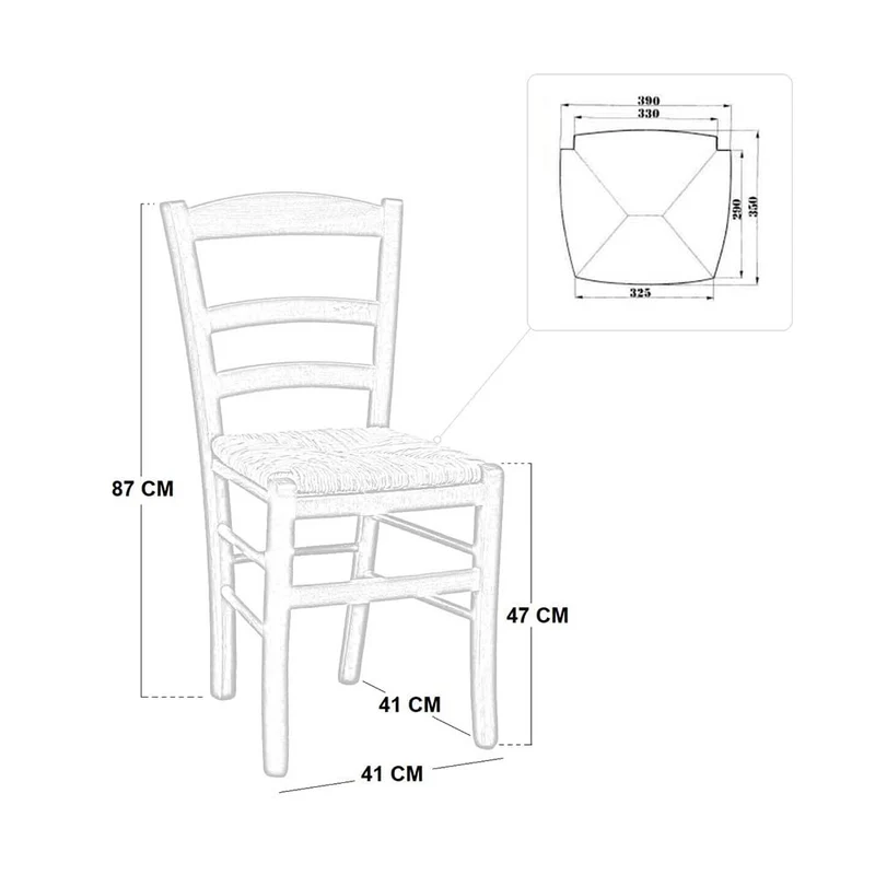 OKAFFAREFATTO MADDALONI Chaise de salle à manger cuisine restaurant auberge maison en bois paysana noyer clair avec siège en paille de riz