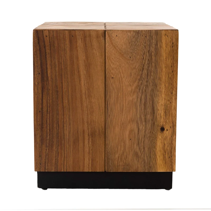 MACABANE Sam - Table d'appoint carrée 38x38cm Bois Suar piètement Noir