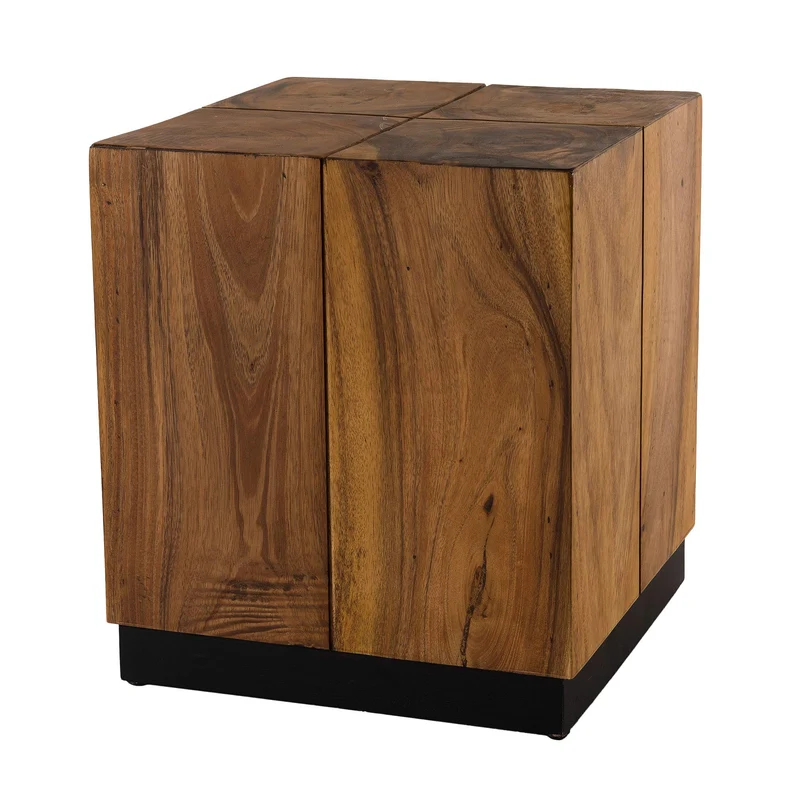 MACABANE Sam - Table d'appoint carrée 38x38cm Bois Suar piètement Noir