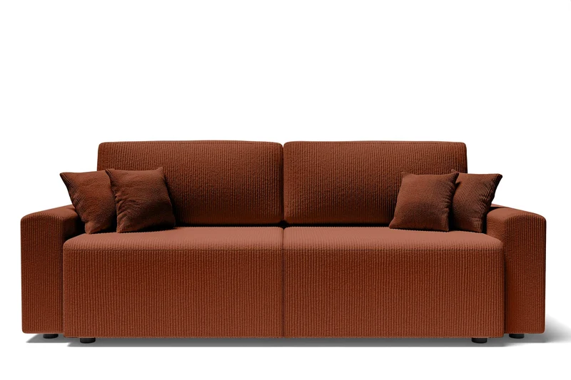 BAÏTA Canapé Droit Milo Convertible Velours côtelé Terracotta 3 Places
