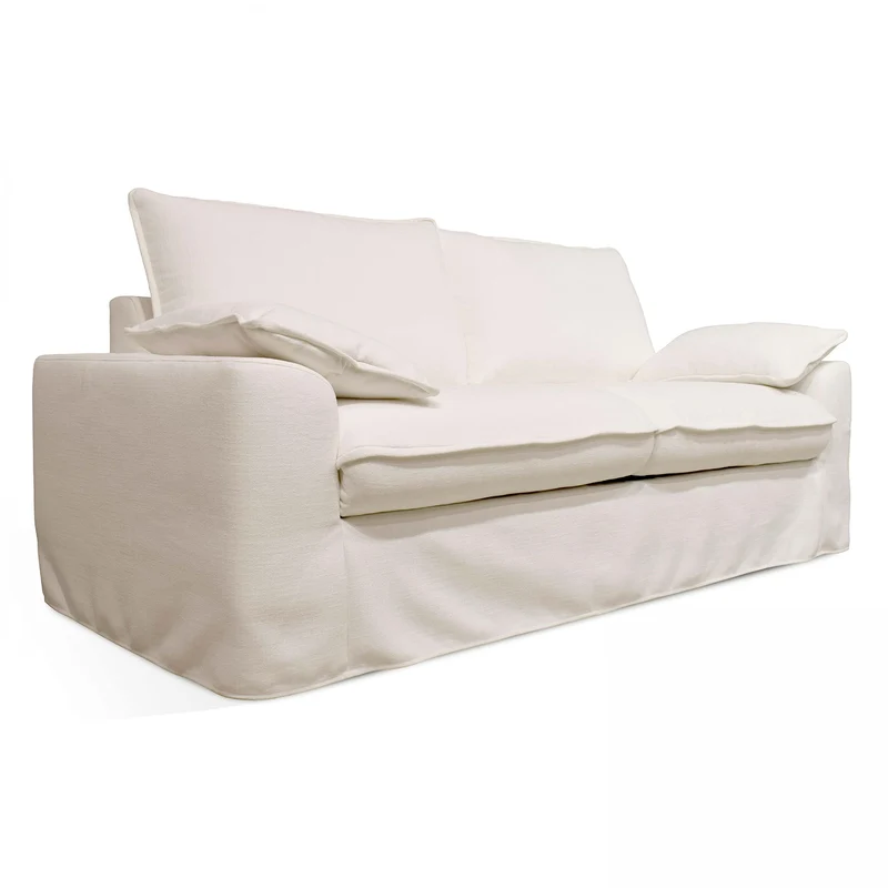 Oviala Canapé Convertible en Tissu texturé 3 Places Blanc