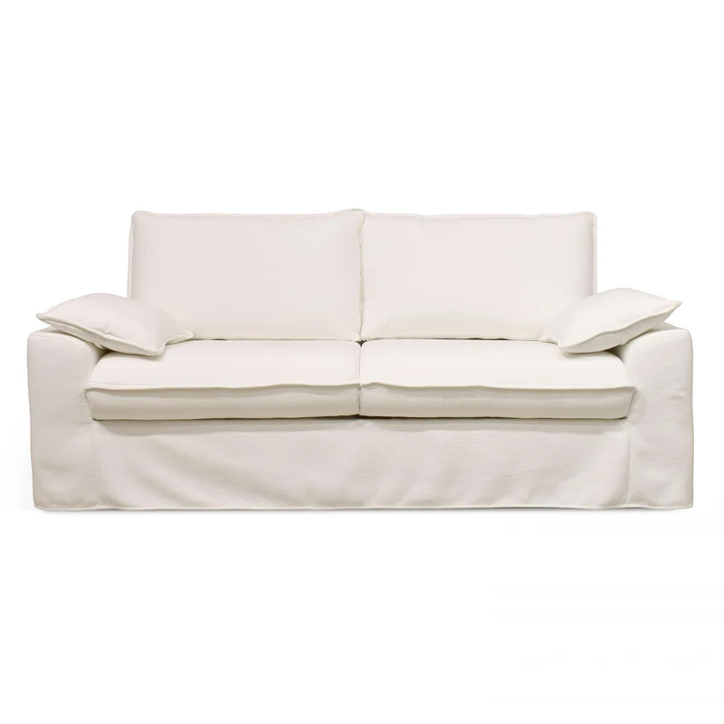 Oviala Canapé Convertible en Tissu texturé 3 Places Blanc