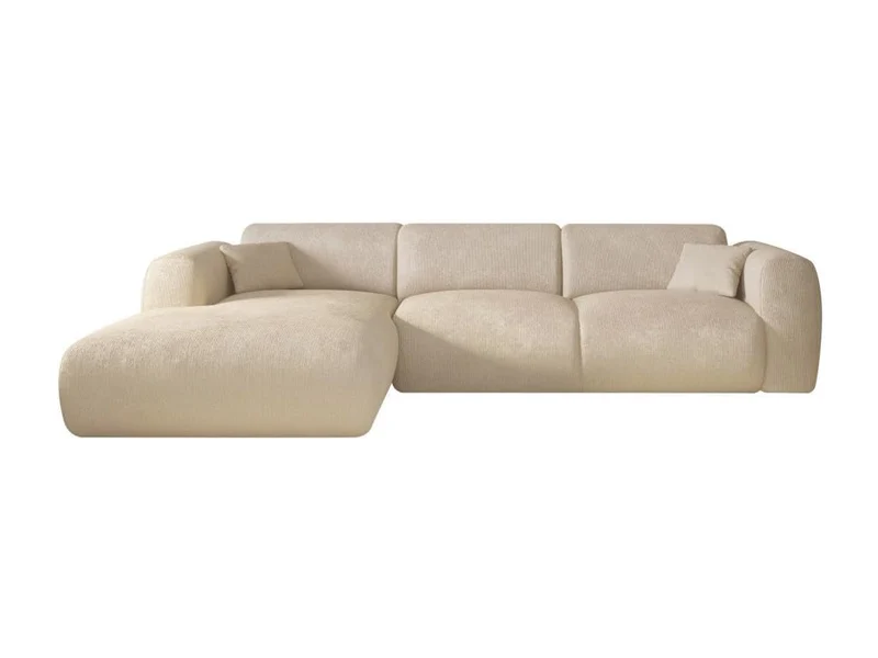 Vente-unique - Grand canapé d'angle Gauche en Tissu texturé Beige POGNI de Maison Céphy