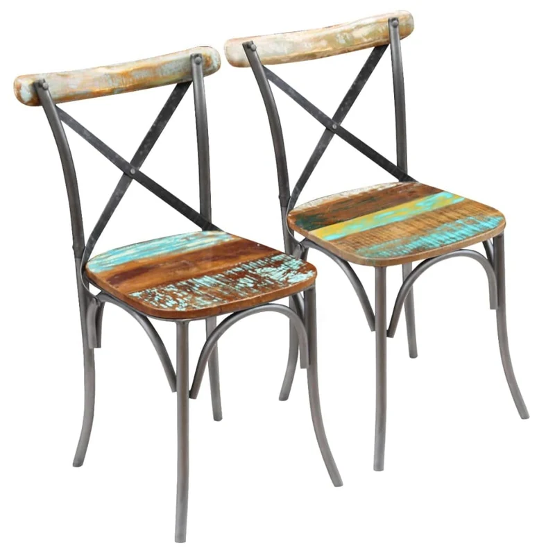 vidaXL 2X Chaise de Salle à Manger Bois Recyclé Massif Chaise de Cuisine