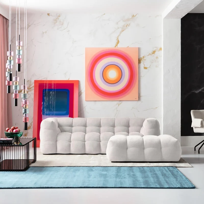 Kare Design - Canapé 3 Places Velours crème 240cm Salamanca